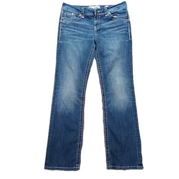 BKE Harper Bootcut Jeans Women 35x32, Tag 31x33.5 Blue Stretch Thick Stitch - Picture 1 of 14